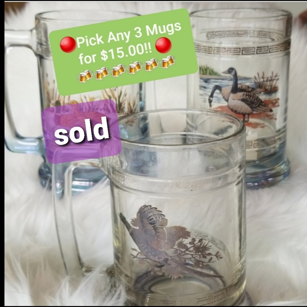 PICK 3!! Vintage Princess House Colonial Beer Mugs